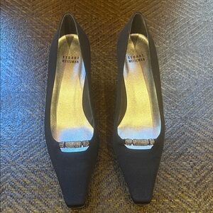 NWOT Stuart Weitzman Black Heels with Crystal  Accents -Brand New Sz 8M